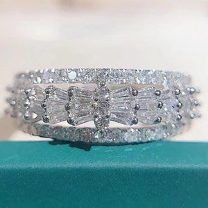 🍂  925 Silver Plated 4A Round Cut CZ Ring for Women, FB16FA1169